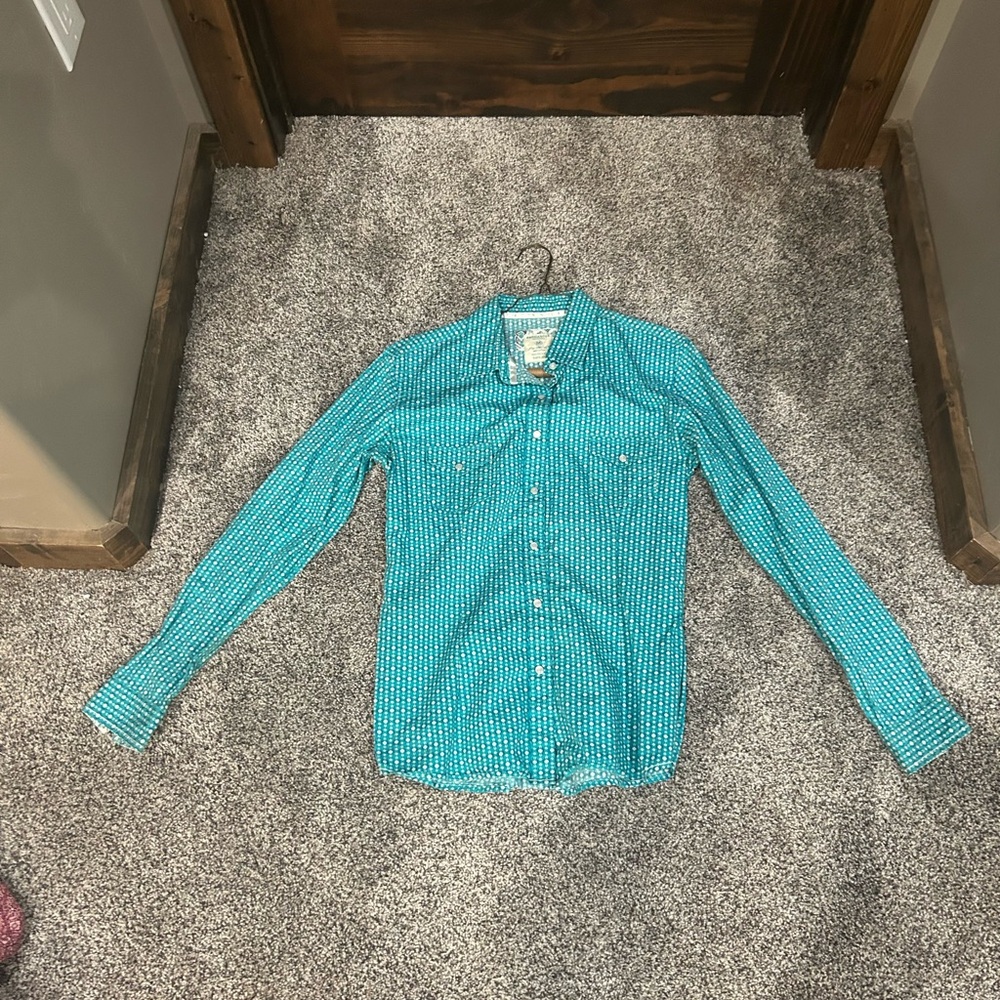 Turquoise Checkered Button Down Shirt - image 1